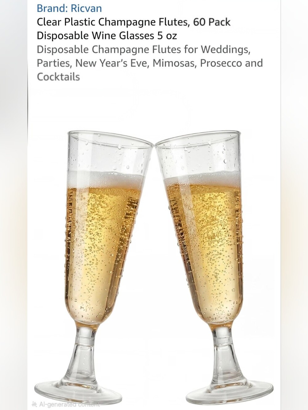 Clear Disposable Champagne Flutes - Clear (60 Pack)